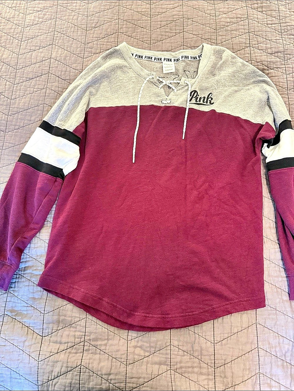 Victoria's Secret PINK Color Block Lace-Up Top